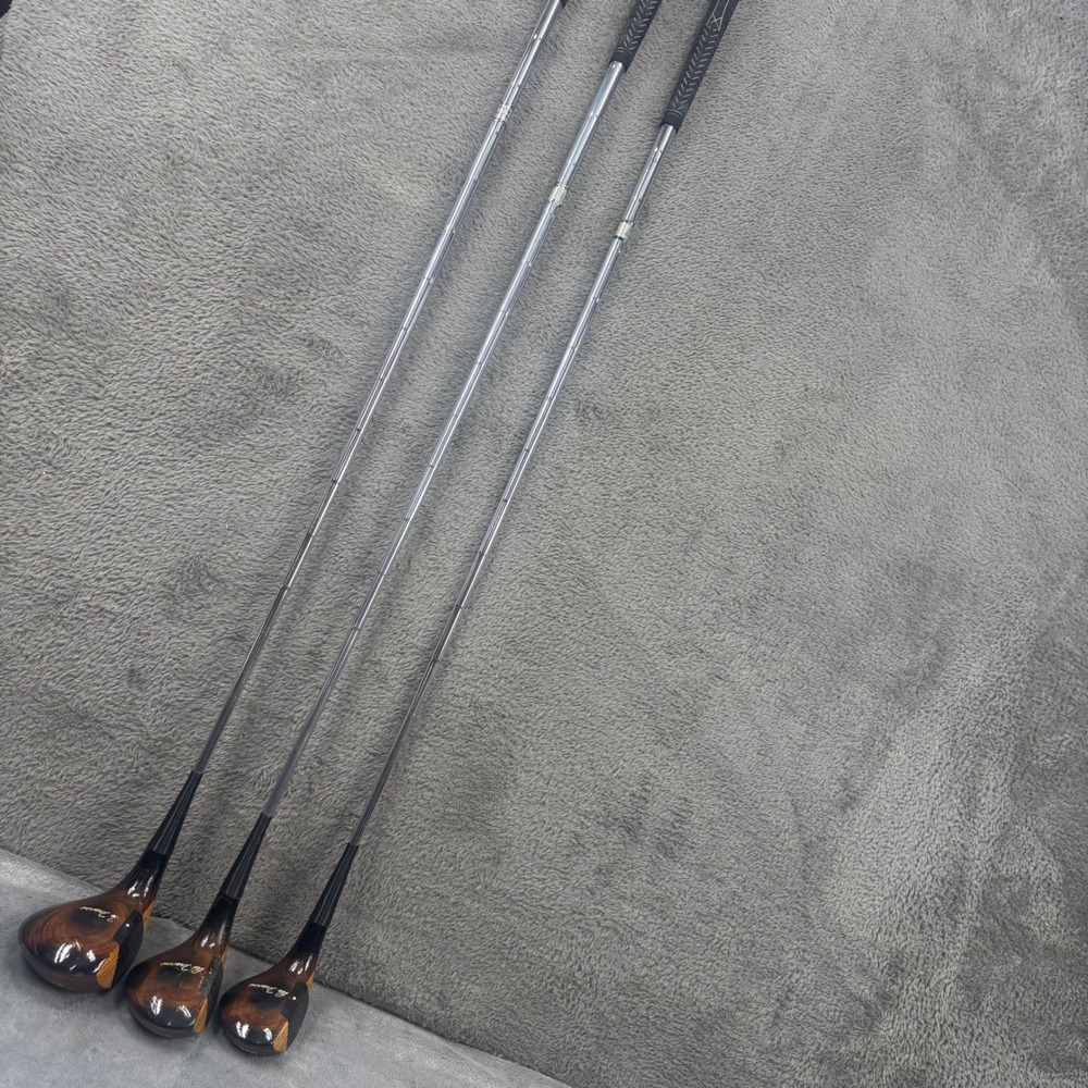 Rawlings Lee Trevino Wood‎ Golf Club Set Mens 1 3 5 Brown Vintage Steel Shaft